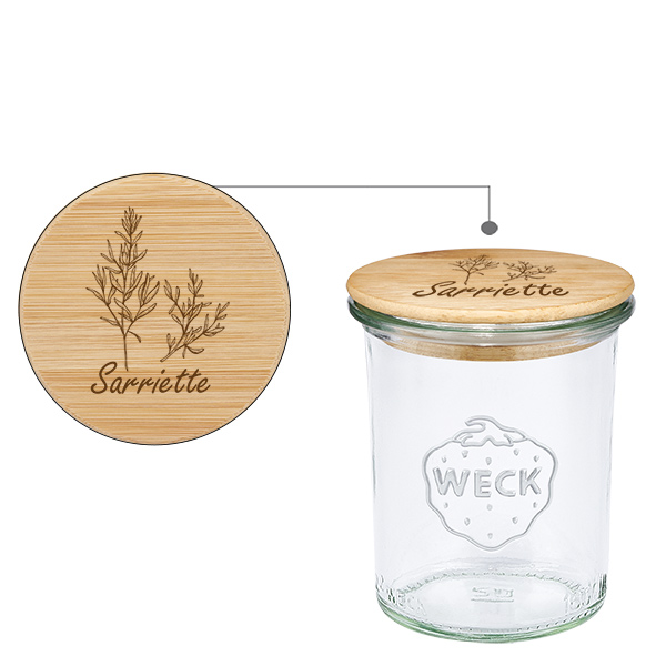 Boina em madeira "sarriette" com vergalhão WECK 160ml Boina em madeira "sarriette" com vergalhão WECK 160ml