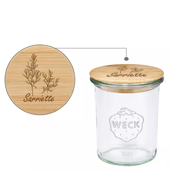 Boina em madeira "sarriette" com vergalhão WECK 160ml Boina em madeira "sarriette" com vergalhão WECK 160ml