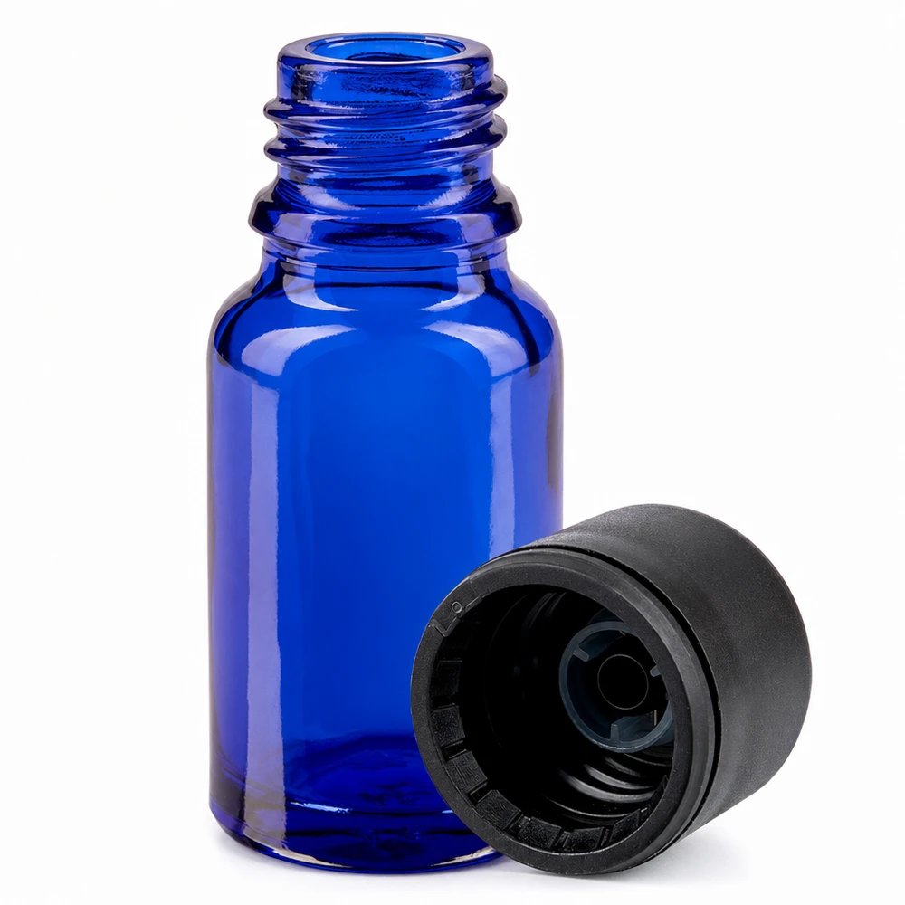 Frasco de 10 ml com tampa de rosca de 11 mm preta BlueLine UT18/10 Frasco de 10 ml com tampa de rosca de 11 mm preta BlueLine UT18/10