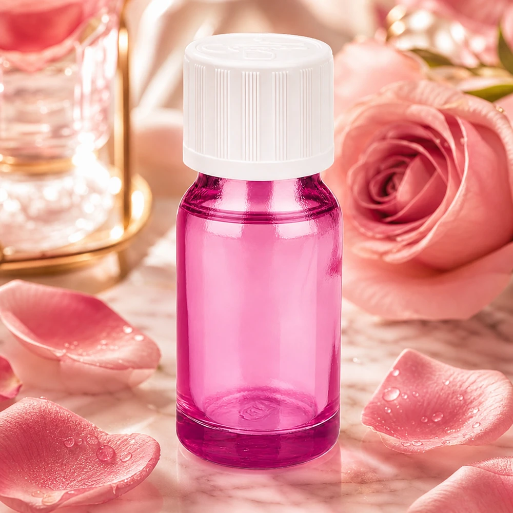 Frasco conta-gotas de 10 ml com abertura de 1,2 mm em violeta para aplicações de aromaterapia
