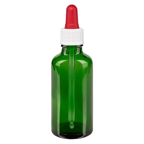 Frasco de farmácia verde 50ml pipeta branco/vermelho standard Frasco de farmácia verde 50ml pipeta branco/vermelho standard
