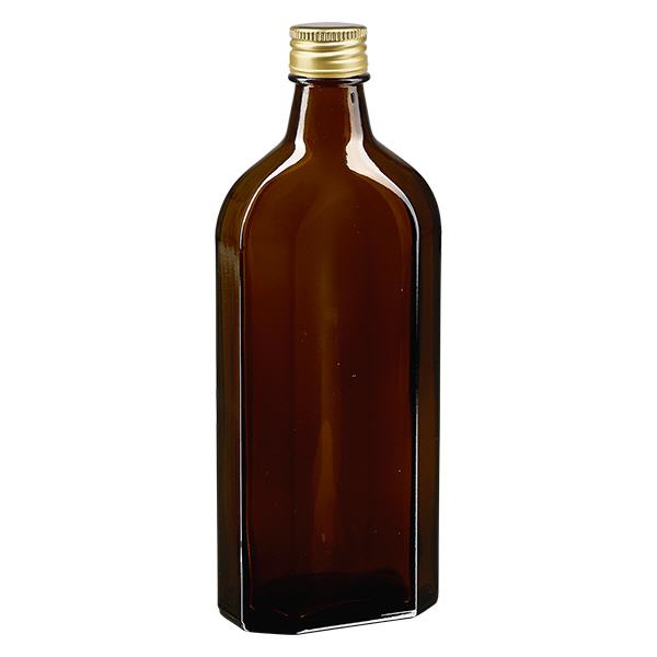 250 ml Meplat castanho com tampa de alumínio dourada PP22