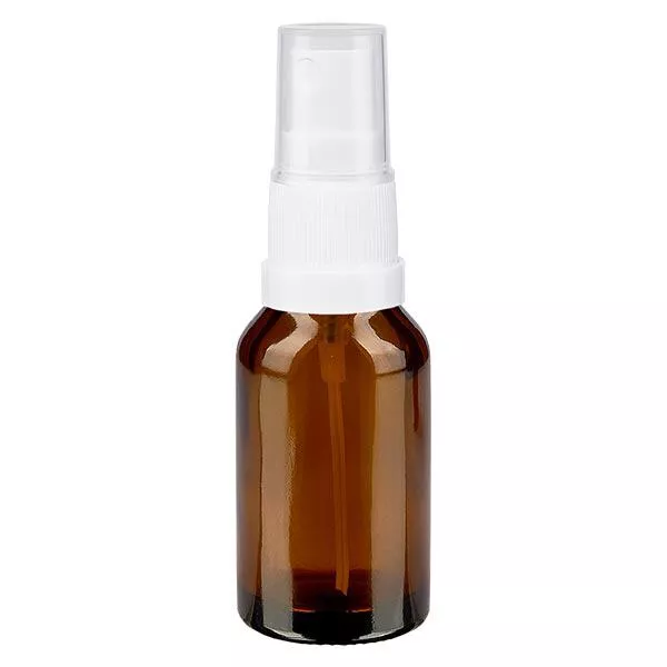 Frasco de farmácia castanho 15ml com tampa de spray branca Frasco de farmácia castanho 15ml com tampa de spray branca