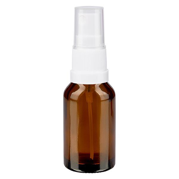 Frasco de farmácia castanho 15ml com tampa de spray branca Frasco de farmácia castanho 15ml com tampa de spray branca