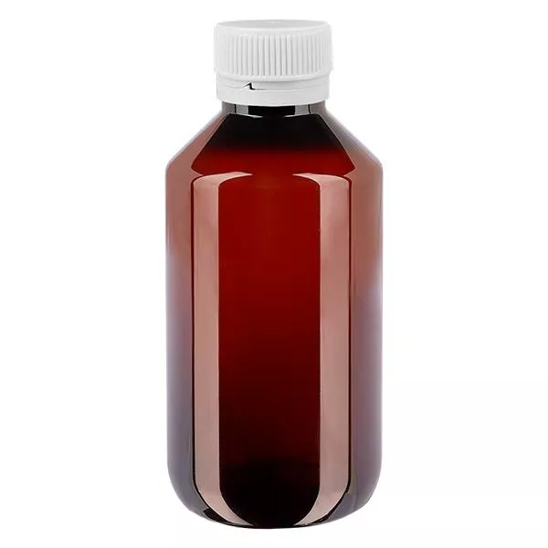 Frasco PET 100ml com tampa inviolável de canelura branca Frasco PET 100ml com tampa inviolável de canelura branca