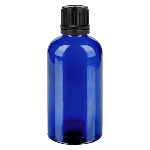 Frasco de 100ml com tampa de rosca de 11mm preta com fecho inviolável BlueLine UT18/100