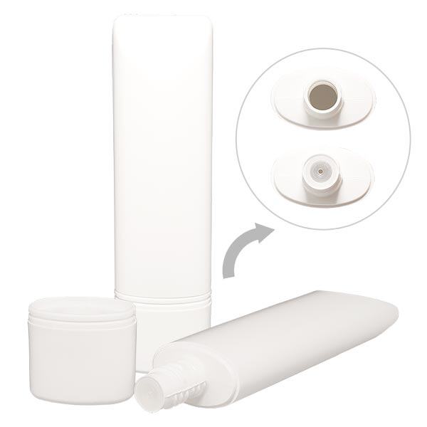 Tubo de pé 50 ml branco HD/LDPE incl. tampa de suporte Tubo de pé 50 ml branco HD/LDPE incl. tampa de suporte