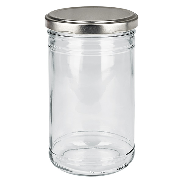 Copos de vidro de 1053 ml + tampa BasicSeal prateada mate UNiTWIST