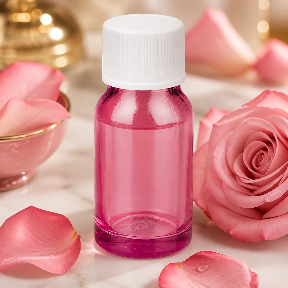 Frasco de 10ml com tampa de rosca de 11mm branca padrão PurpleLine UT18/10 Frasco roxo de 10 ml com abertura de 11 mm e tampa branca normalizada para água de rosas e perfumes