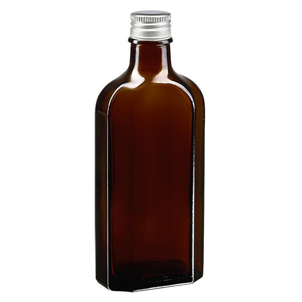 150 ml Meplat castanho com tampa de alumínio prata PP22