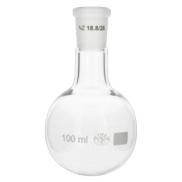 Balão de fundo redondo 100ml com junta esmerilada standard (19/26) Balão de fundo redondo 100ml com junta esmerilada standard (19/26)