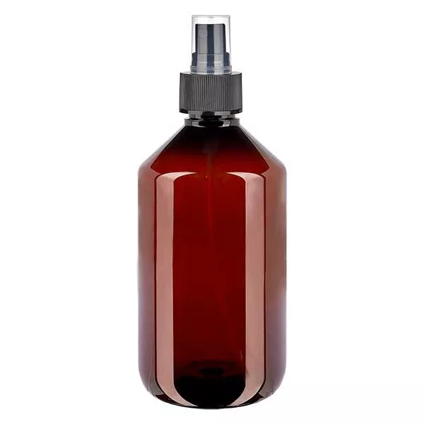 Frasco PET 500ml com atomizador preto Frasco PET 500ml com atomizador preto