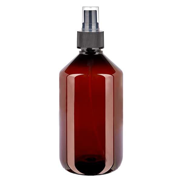 Frasco PET 500ml com atomizador preto Frasco PET 500ml com atomizador preto