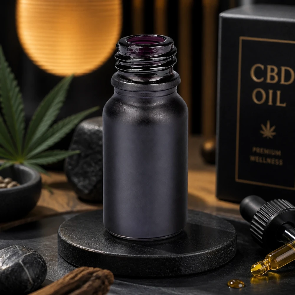 Frasco compacto de boticário de 10 ml BlackLine UT18/10 UNiTWIST ideal para óleo CBD e produtos cosméticos