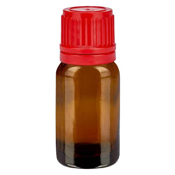 Frasco de 10 ml com 11 mm de tampa de rosca vermelha com fecho inviolável BrownLine UT18/10