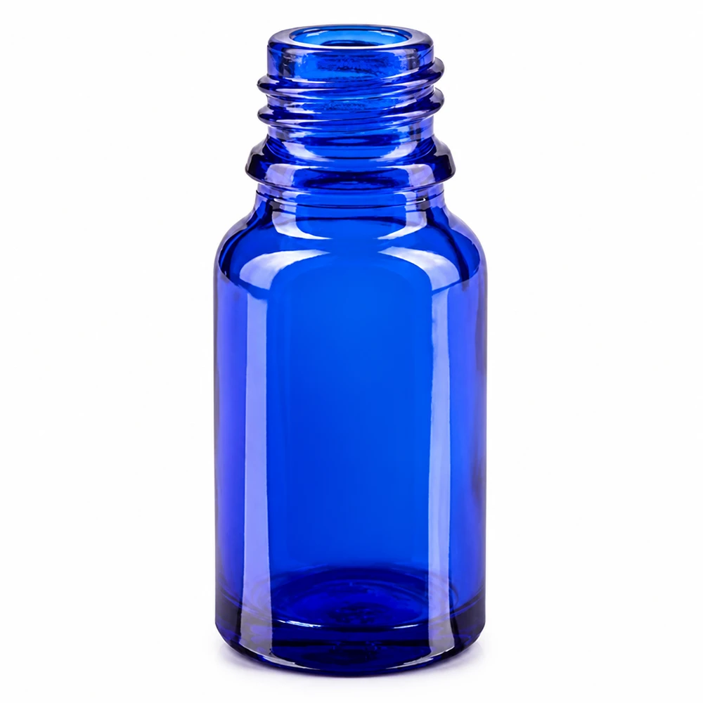 Frasco de vidro azul de 10 ml com rosca UT18 10 para bombas de pulverização da série BlueLine