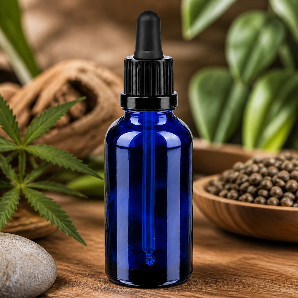 Frasco de pipeta compacto de 30 ml BlueLine com vidro azul Proteção UV para substâncias sensíveis à luz