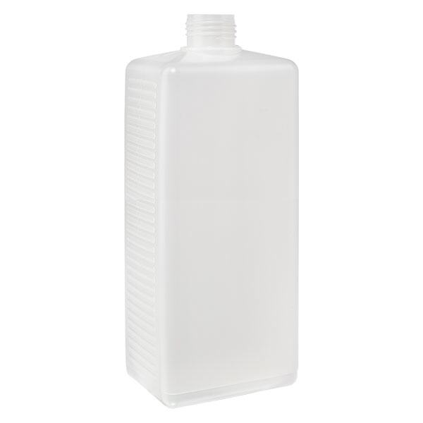 Frasco quadrado de 1000ml em PE natural, sem tampa Frasco quadrado de 1000ml em PE natural, sem tampa
