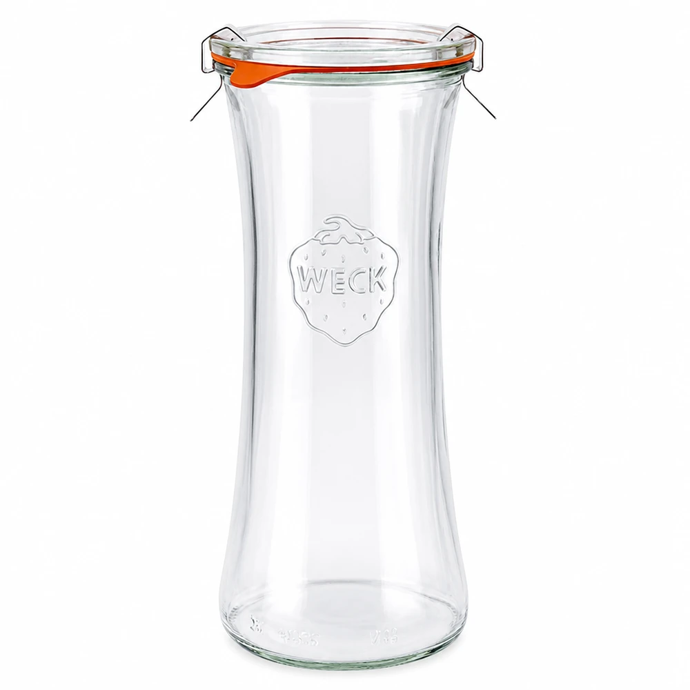 Frasco de charcutaria de 700ml completo WECK RR80 Frasco de charcutaria WECK 700ml RR80 com tampa de vidro e anel de borracha, frasco de conserva vazio para conservar e armazenar