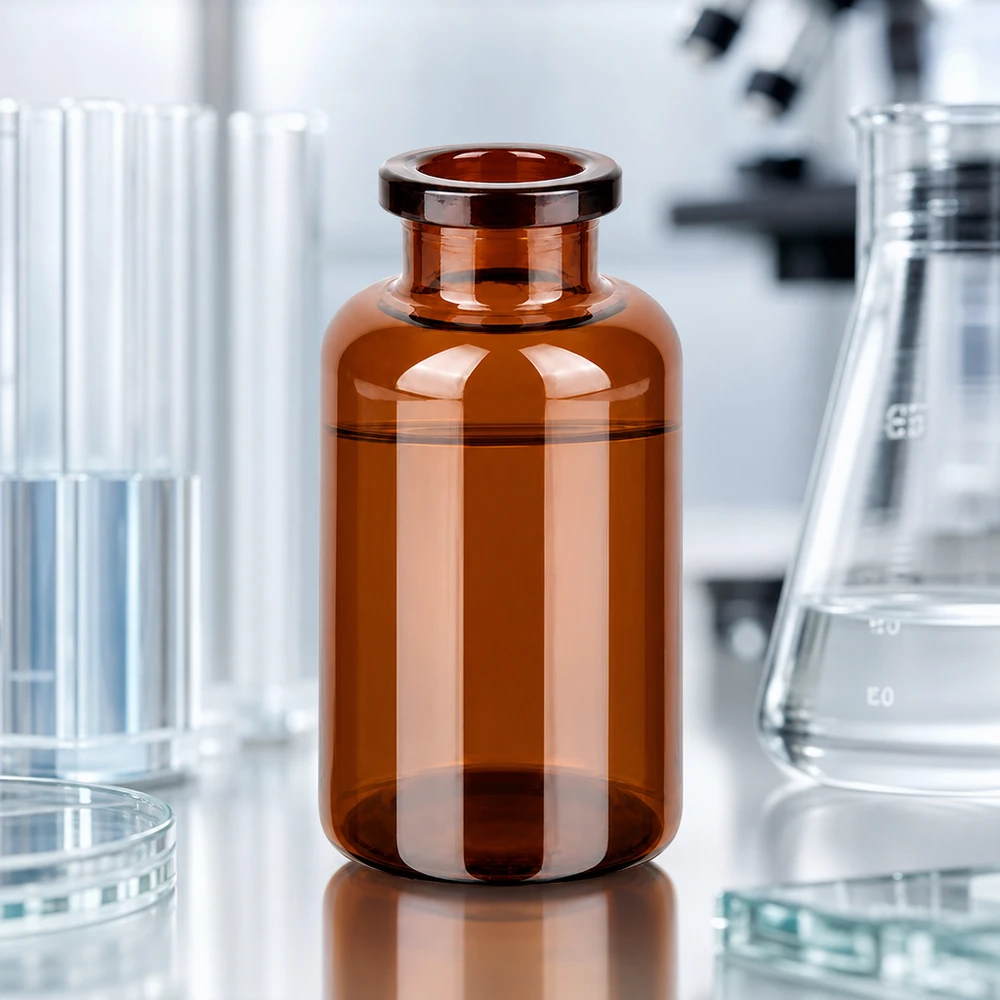 Frasco de injeção de vidro âmbar 20ml UV-schützendes Braunglas Vial 20ml für medizinische Laborumgebungen