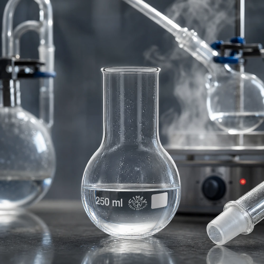 Balão de boca larga de 250 ml Equipamento de laboratório com suporte estável para experiências químicas seguras