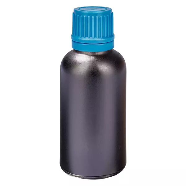 Frasco de 30ml 11mm tampa de rosca azul inviolável BlackLine UT18/30 Frasco de 30ml 11mm tampa de rosca azul inviolável BlackLine UT18/30
