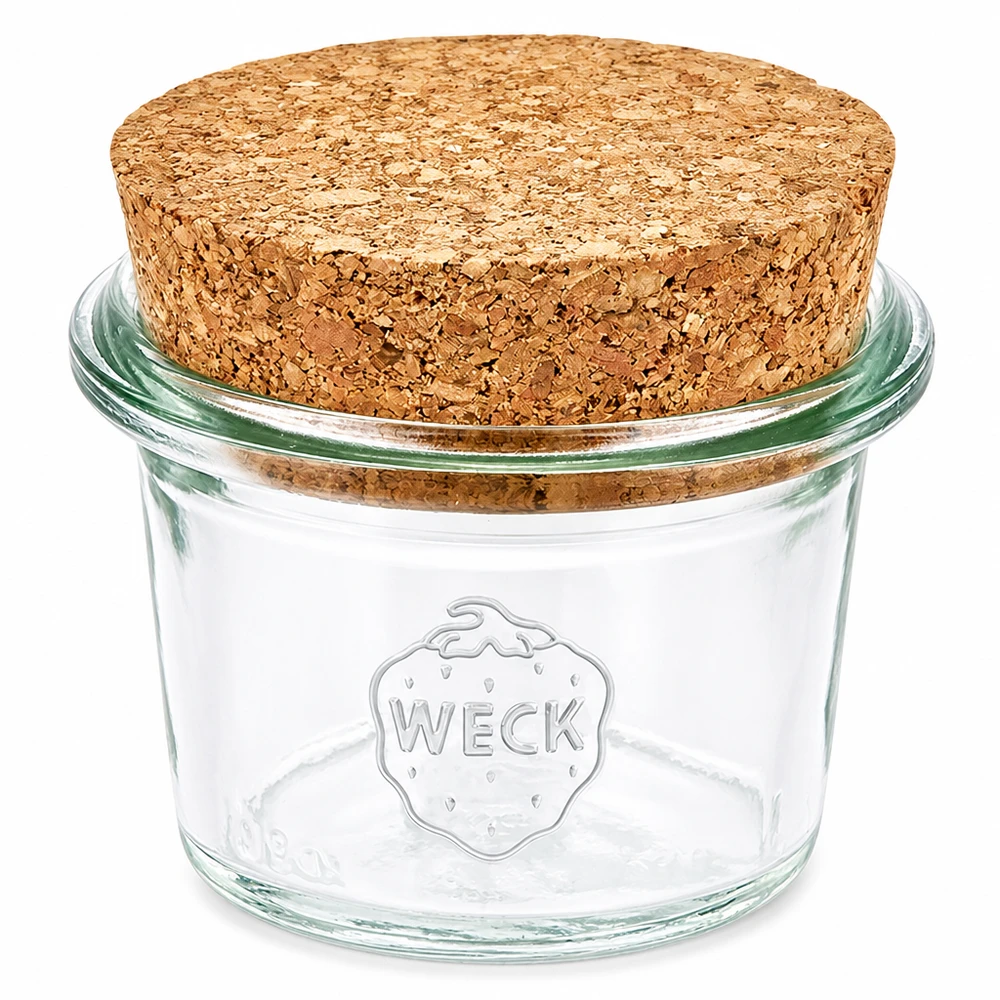 Frasco de pedreiro WECK RR40 de 35 ml com rolha de cortiça natural Frasco de conserva pequeno para guardar especiarias e compotas