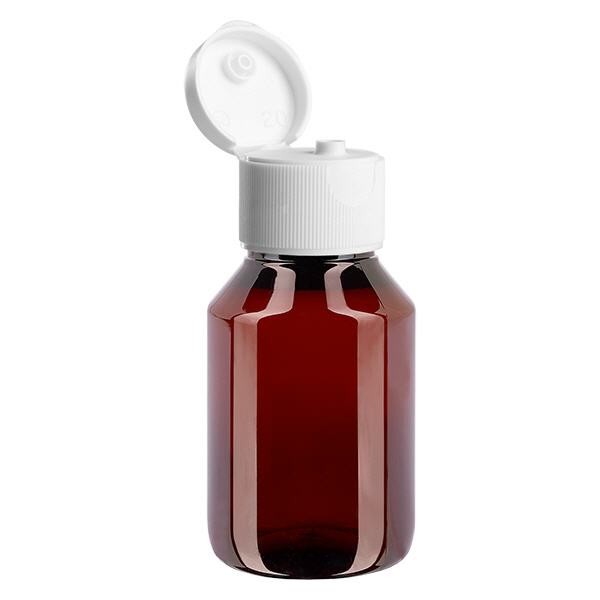 Frasco PET 50ml com tampa flip-top branca Frasco PET 50ml com tampa flip-top branca