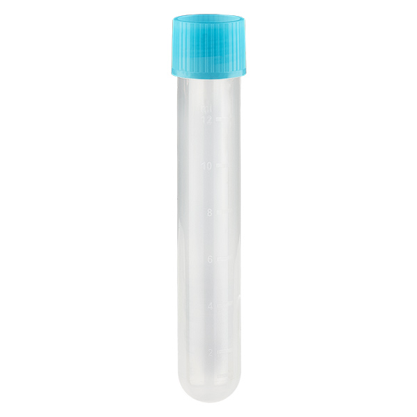 Tubos de ensaio 13ml 16/100 com tampa de rosca azul Tubos de ensaio 13ml 16/100 com tampa de rosca azul