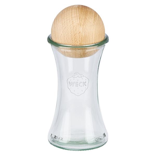 Frasco de 200ml para charcutaria WECK RR60 com bola de madeira em faia