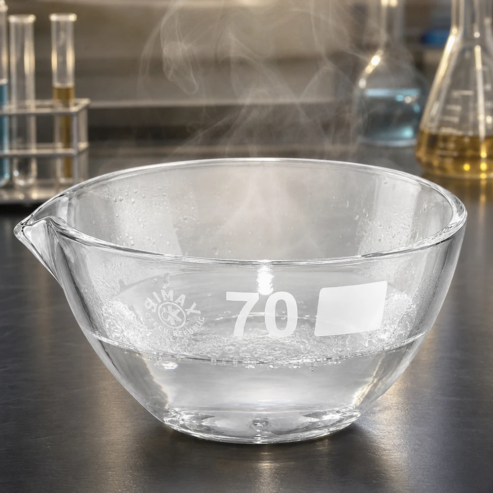 Taça de vidro transparente de 60 ml com bico em borossilicato de alta qualidade para trabalhos laboratoriais precisos