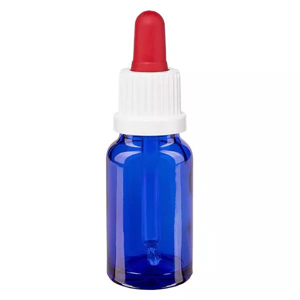 Frasco de farmácia azul 10ml pipeta branco/vermelho fecho inviolável