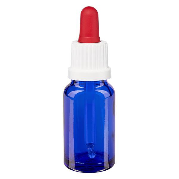 Frasco de farmácia azul 10ml pipeta branco/vermelho fecho inviolável