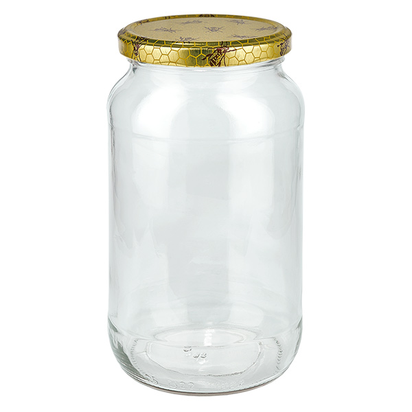 Frasco redondo de 1062 ml + tampa BasicSeal favo de mel UNiTWIST