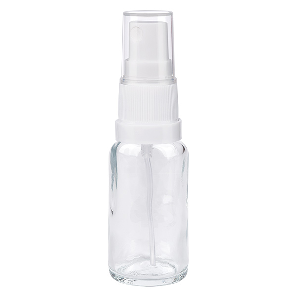 Frasco spray de 20 ml branco/tampa padrão transparente ClearLine UT18/20 Frasco spray de 20 ml branco/tampa padrão transparente ClearLine UT18/20