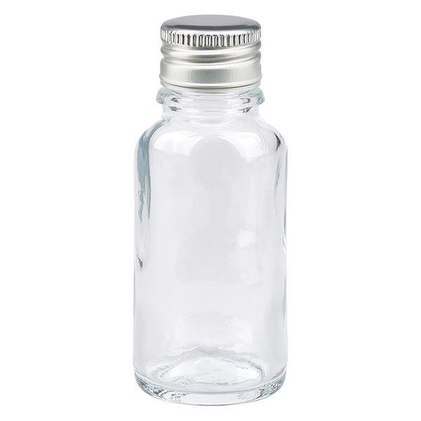 Frasco de 20 ml com tampa de rosca de 11 mm em alumínio-prata standard ClearLine UT18/20