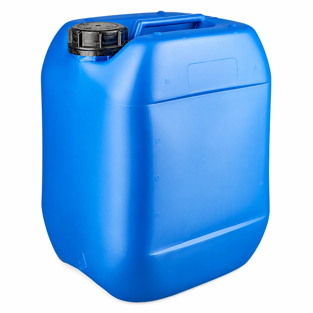 Bidon de plástico azul de 10 litros com tampa de rosca preta OV para um armazenamento seguro