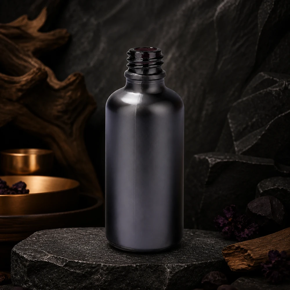 Frasco doseador de 50 ml BlackLine UT18/50 UNiTWIST Frasco de farmácia preto de 50 ml BlackLine UT18/50 UNiTWIST com rosca UNiTWIST prática