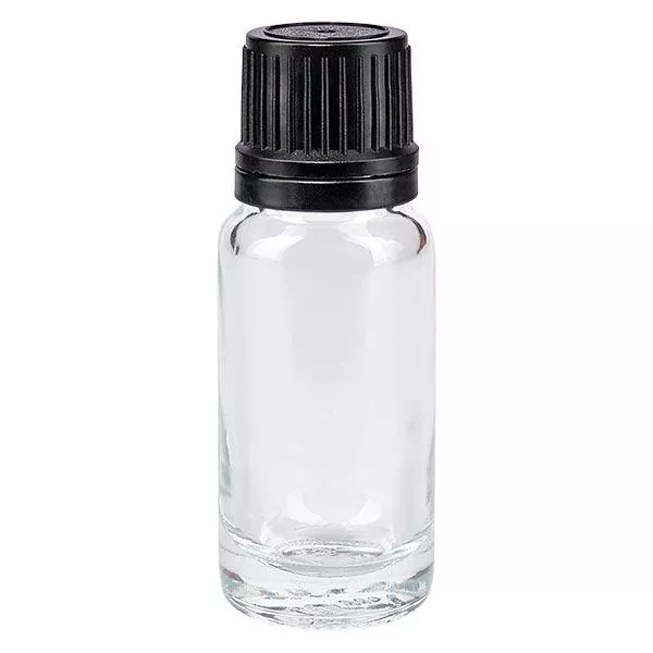 Frasco de farmácia 10ml transparente com tampa de rosca preta com anel de vazamento e fecho inviolável Frasco de farmácia 10ml transparente com tampa de rosca preta com anel de vazamento e fecho inviolável