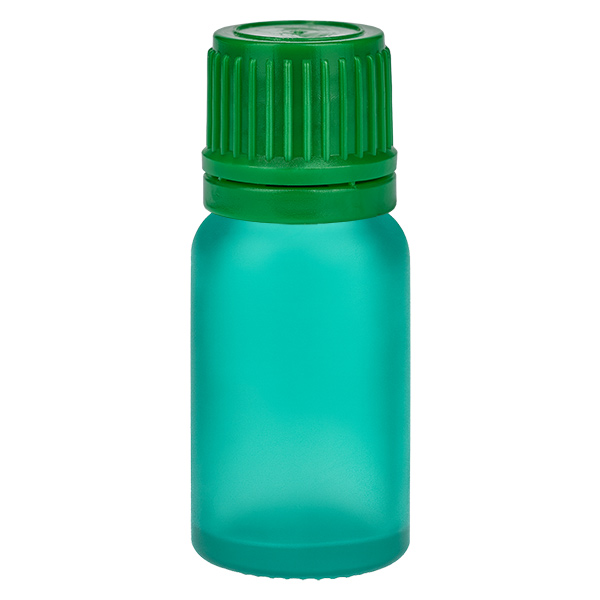 Frasco de 10 ml com tampa de rosca de 11 mm verde com fecho inviolável GreenLine UT18/10