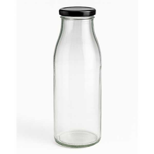 Frasco de vidro de 500 ml + tampa BasicSeal preta UNiTWIST