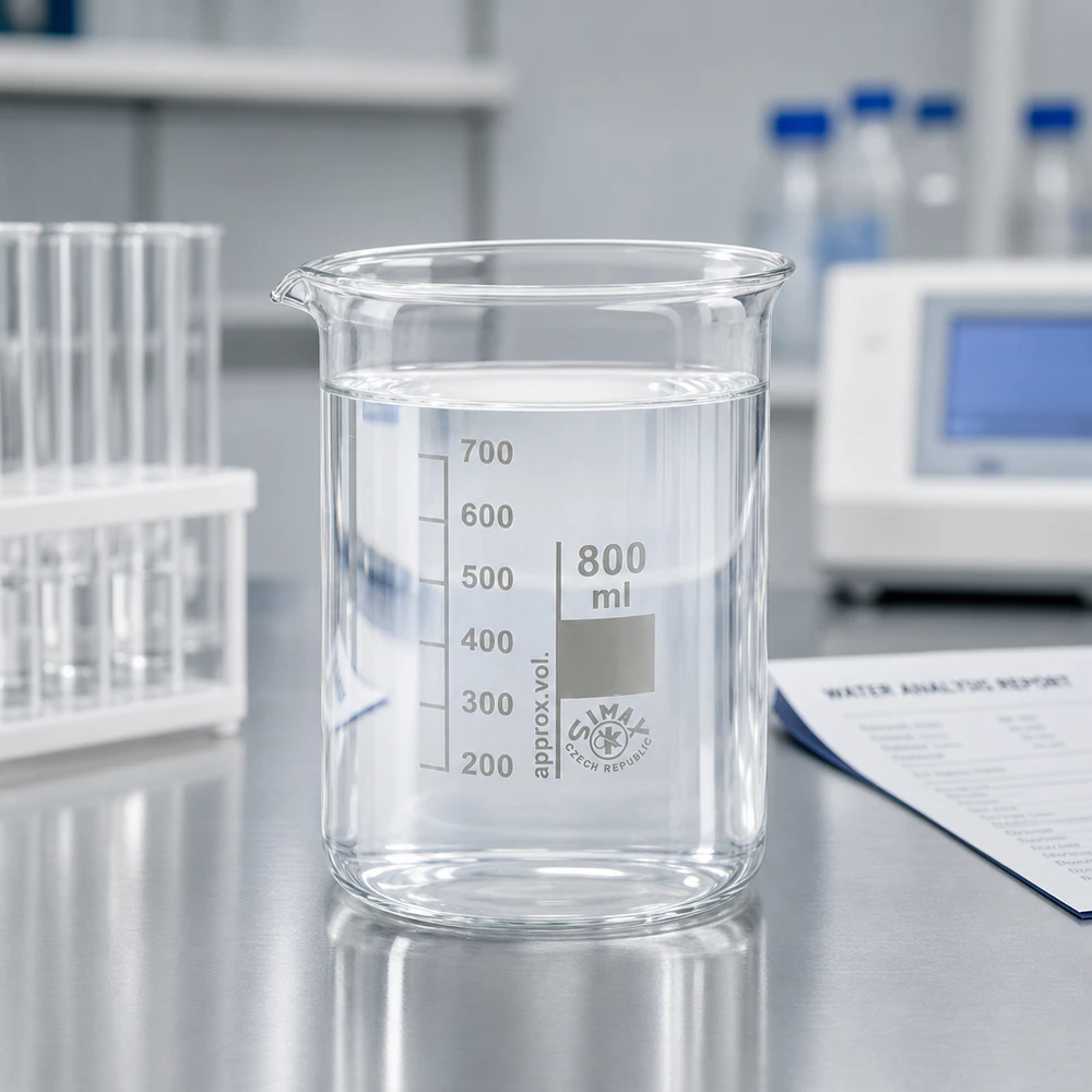 Copo 800ml de vidro borossilicato, forma baixa Copo de vidro borossilicato 800 ml de forma baixa com bico para laboratórios profissionais de química
