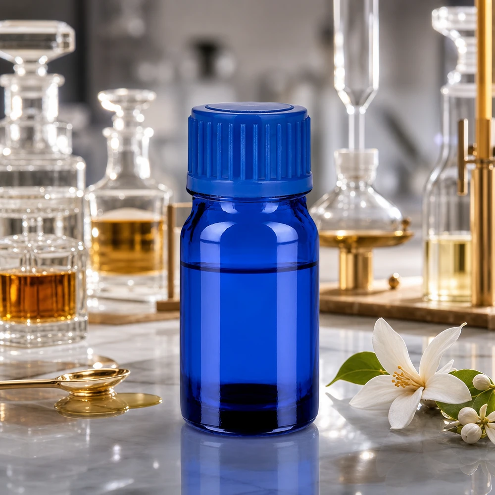 Frasco de 5ml com tampa de rosca de 11mm azul Standard BlueLine UT18/5 Frasco de vidro de 5 ml de alta qualidade com vidro azul Proteção UV para substâncias sensíveis à luz