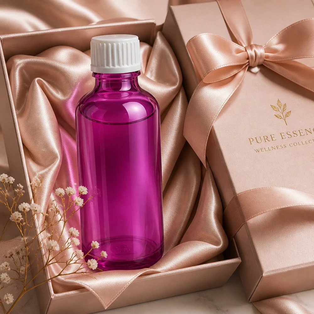 Frasco conta-gotas de 50ml 0,9mm branco padrão PurpleLine. UT18/50 Frasco conta-gotas compacto de 50 ml em roxo elegante com bico doseador preciso de 0,9 mm para produtos de bem-estar
