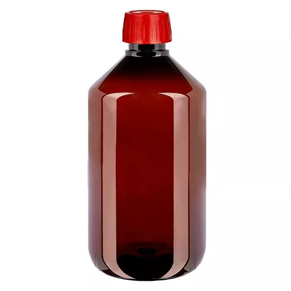 Frasco PET 500ml com tampa de desgaseificação vermelha Frasco PET 500ml com tampa de desgaseificação vermelha