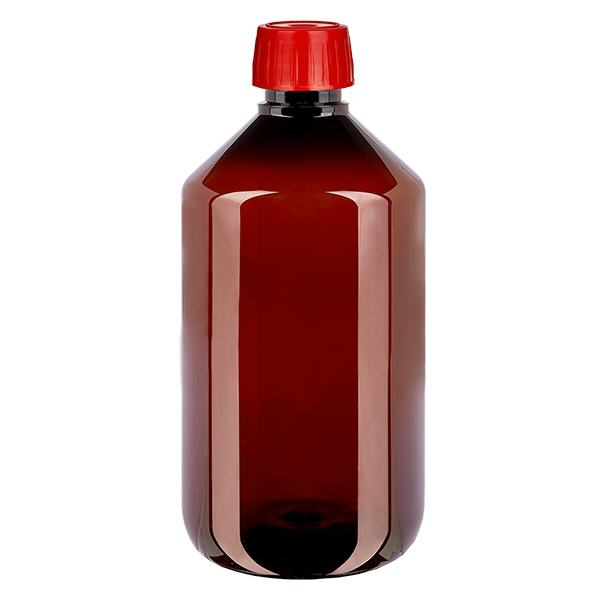 Frasco PET 500ml com tampa de desgaseificação vermelha Frasco PET 500ml com tampa de desgaseificação vermelha