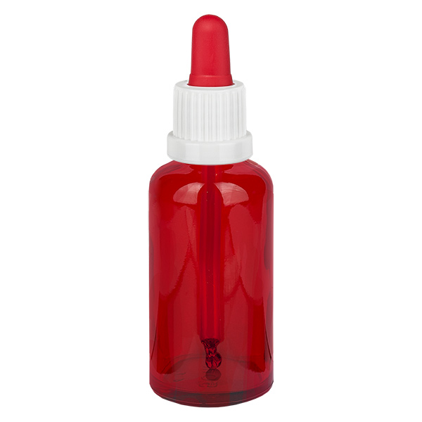 Frasco pipeta de 50 ml branco/vermelho com fecho inviolável RedLine UT18/50