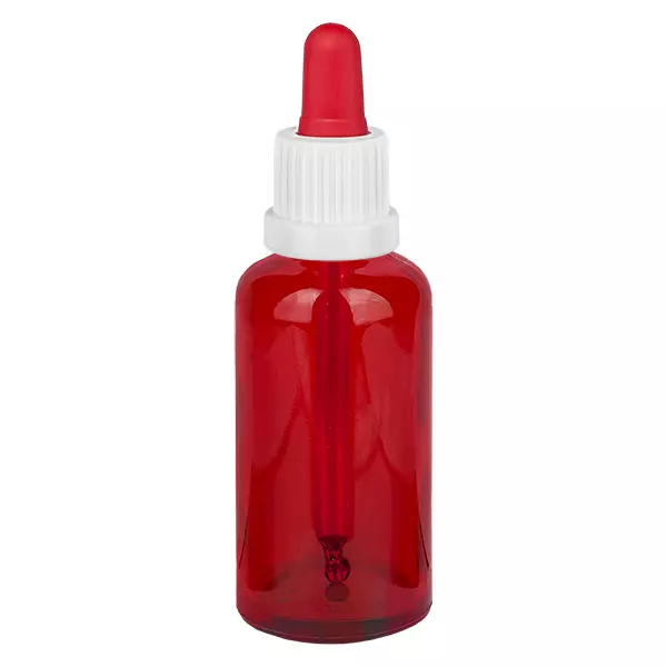Frasco pipeta de 50 ml branco/vermelho com fecho inviolável RedLine UT18/50