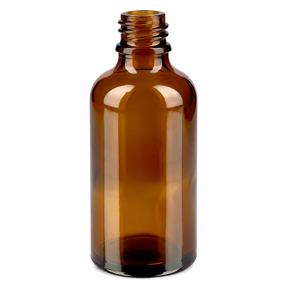 Frasco de boticário de vidro castanho de 50 ml com fio para óleos essenciais e medicamentos