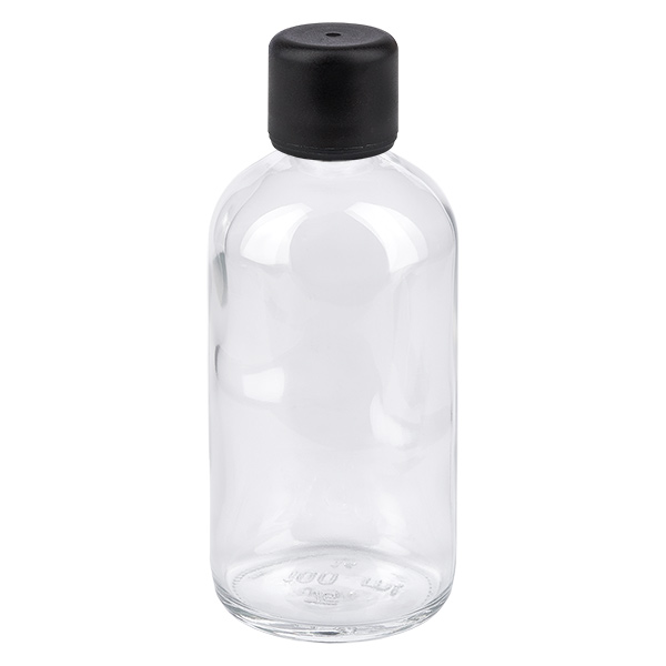 Frasco de 100ml com tampa de rosca de 6mm preta tampa standard ClearLine UT18/100